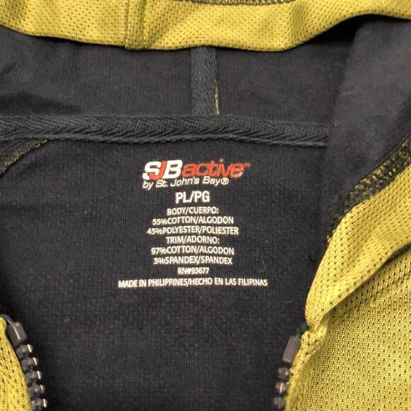 SJB Active Petite Size Large Green & Navy Knit Hoodie Jacket Athletic Sporty - Picture 5 of 7